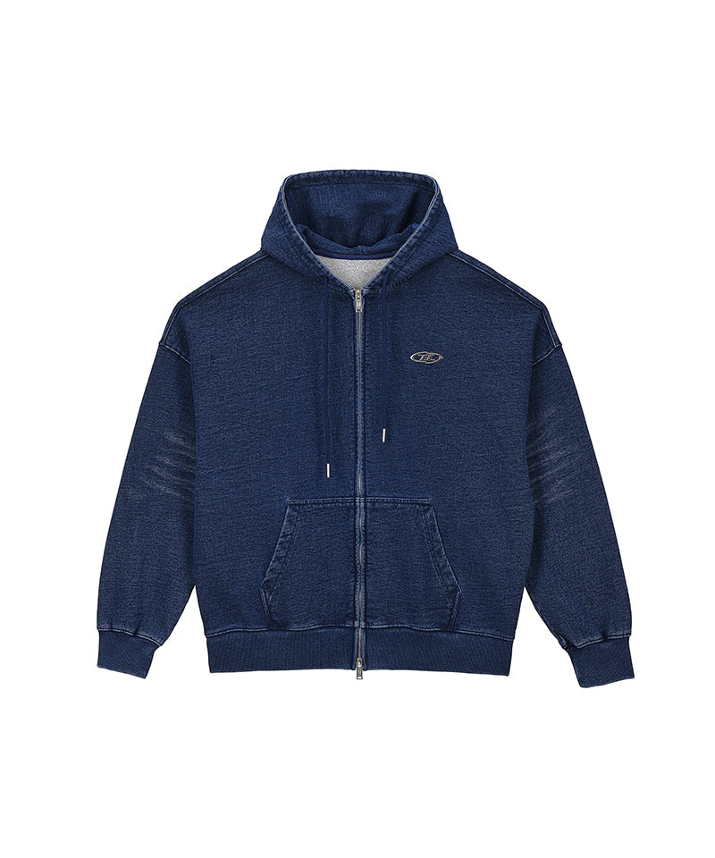 30％OFF / 商品入替】DENIM LIKE HOODIE ZIP-UP [MID DENIM