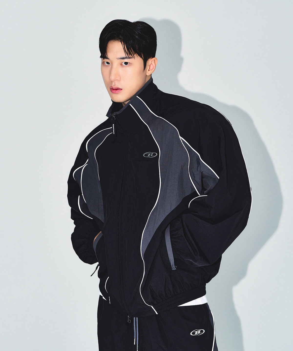 【韓国限定】NYLON BLOCK JACKET [BLACK]