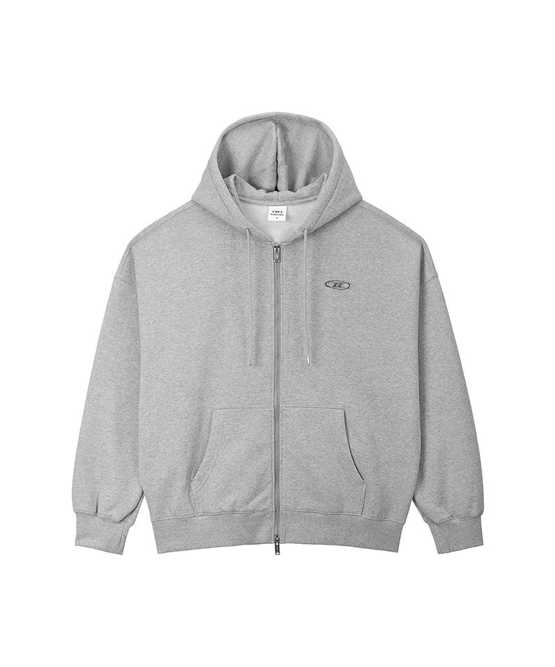 【予約販売：ご注文より1～3週間後に発送予定】CHROME B FLEECE HOODIE ZIP-UP [MELANGE GREY]