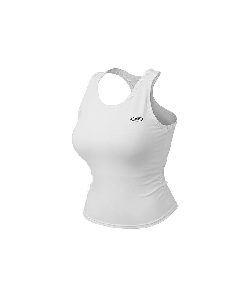 【予約販売：ご注文より1～3週間後に発送予定】W BRN RACER BACK SLEEVELESS [WHITE]