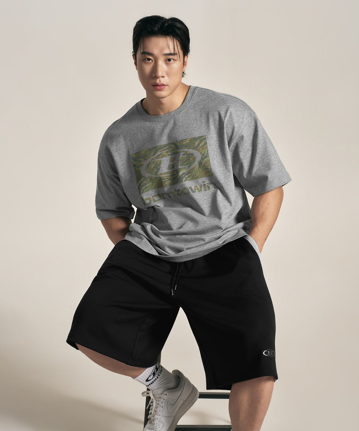 CAMO BOX LOGO T-SHIRTS [MELANGE GREY]
