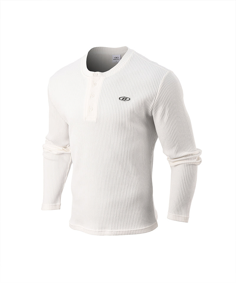 【予約販売：ご注文より1～3週間後に発送予定】B PENDANT HENRY NECK MUSCLE FIT LONG SLEEVE [WHITE]