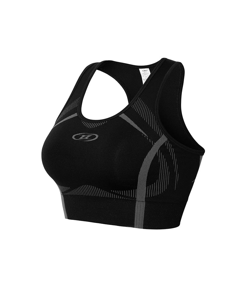 【予約販売：ご注文より1～3週間後に発送予定】W SYMBOL B ECLIPSE SEAMLESS BRA TOP [BLACK]