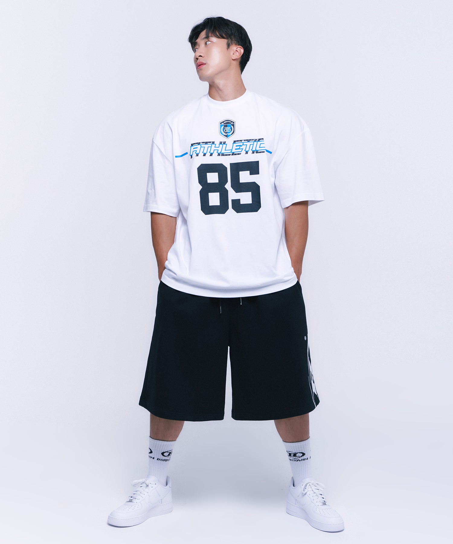 SIDE B LOGO HALF PANTS [BLACK]