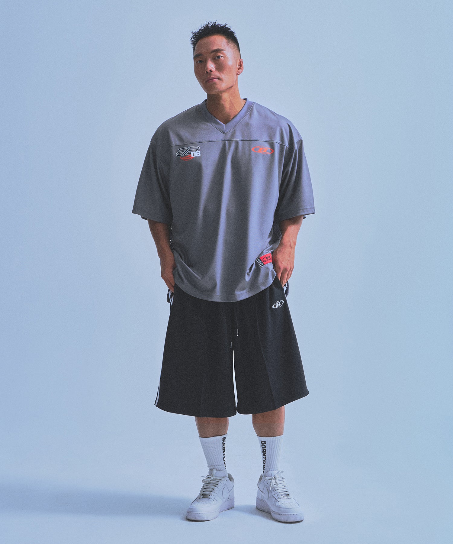 【5/9 release】SYMBOL B TRACK LINE JERSEY BERMUDA PANTS [BLACK]