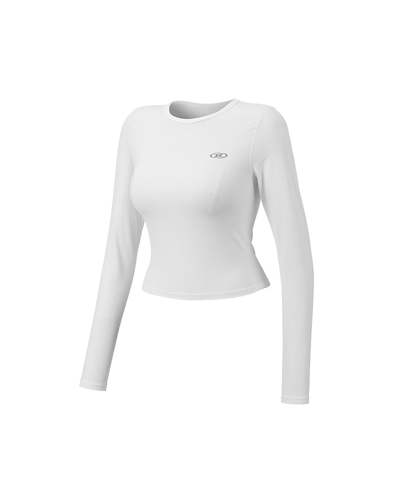 【予約販売：ご注文より1～3週間後に発送予定】W FITNESS RIBBED LONG SLEEVE [WHITE]