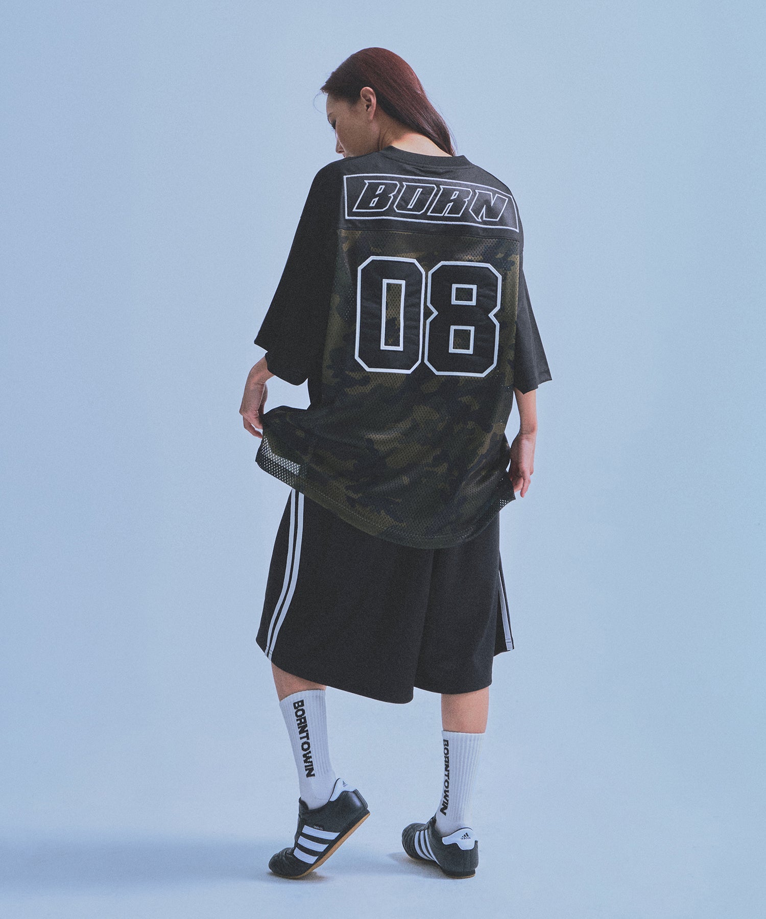 【5/9 release】SYMBOL B TRACK LINE JERSEY BERMUDA PANTS [BLACK]