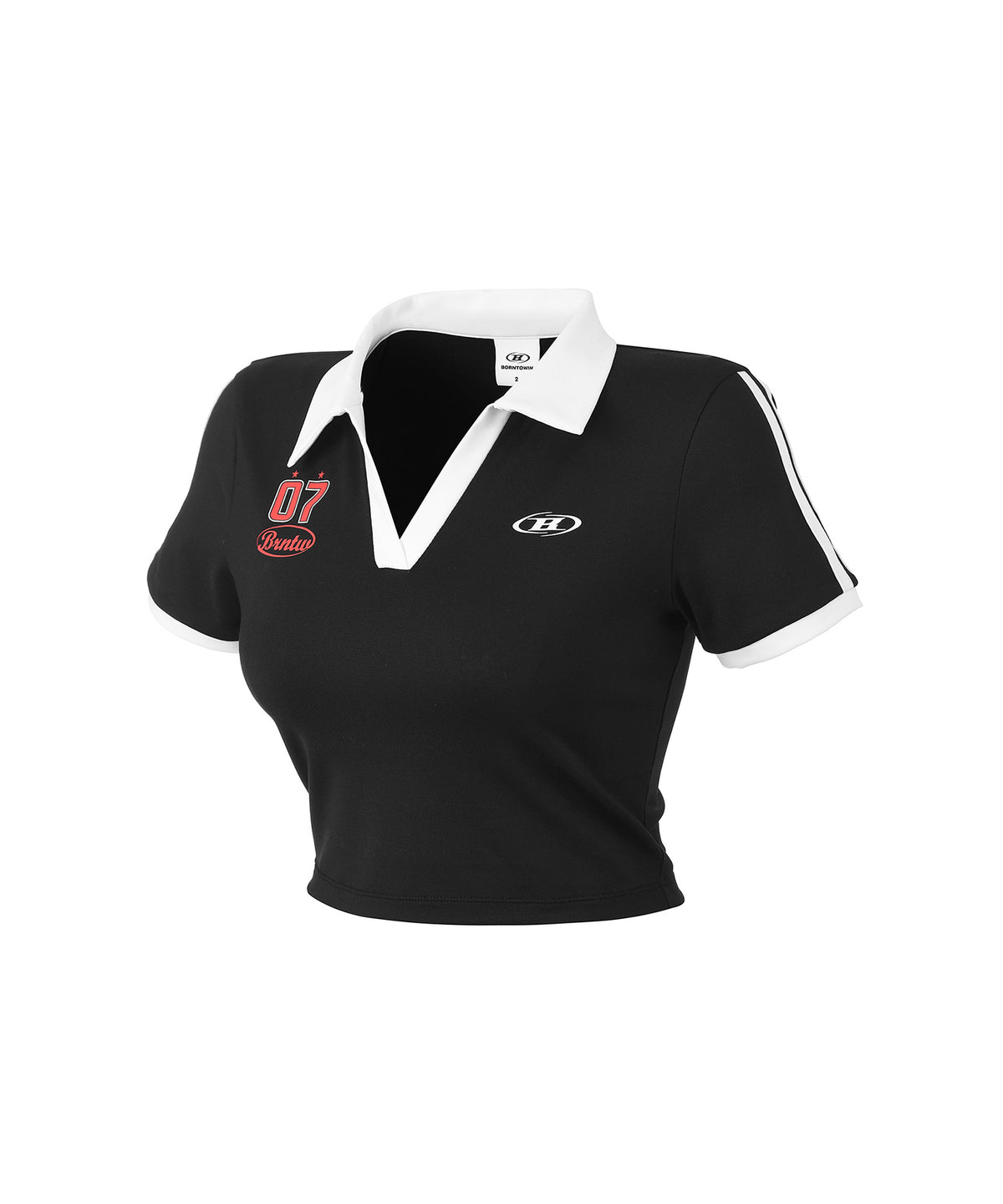 W BRNTW FOOTBALL CROP T-SHIRTS [BLACK]