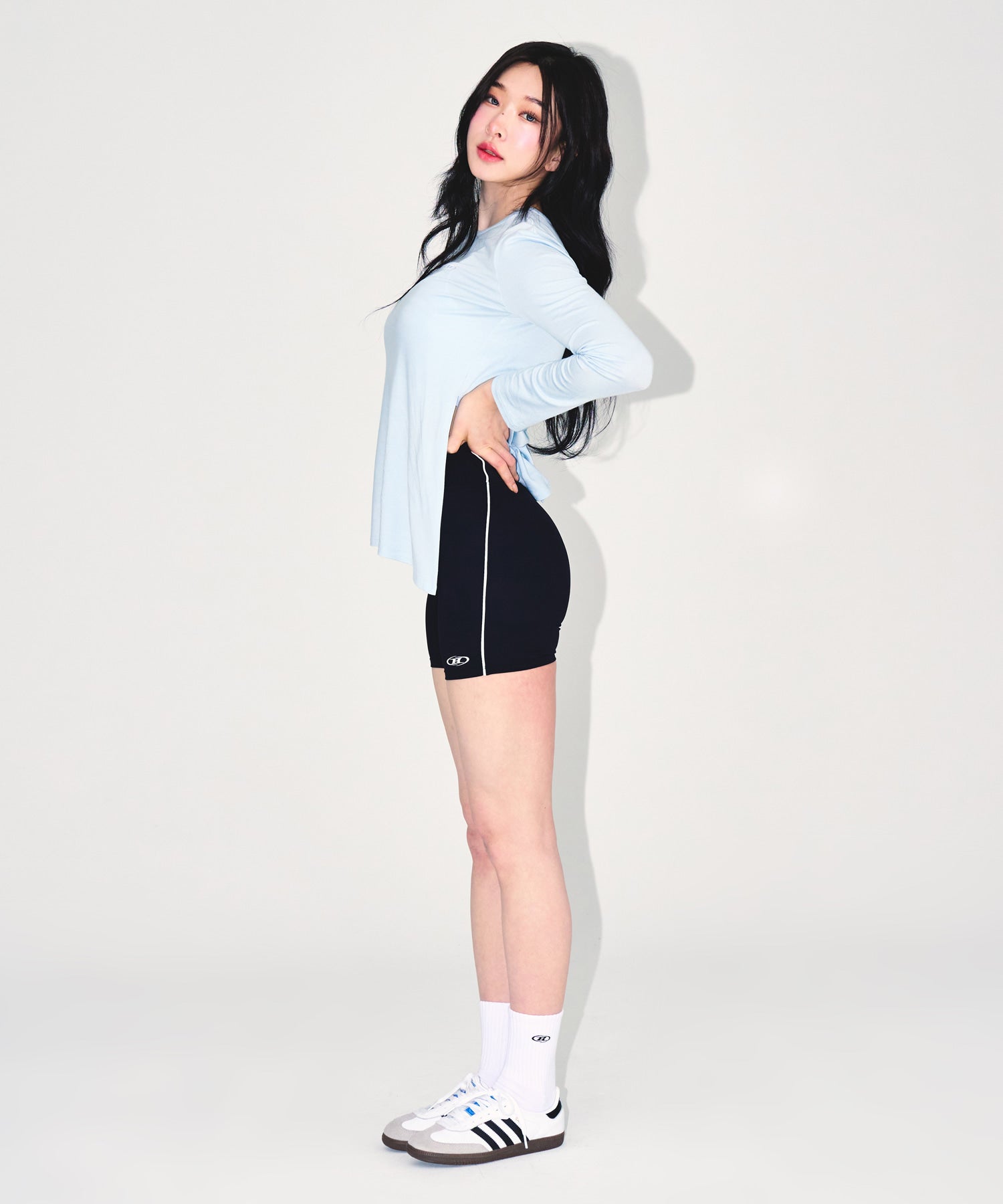 【予約販売：ご注文より1～3週間後に発送予定】W MODAL TIE LONG SLEEVE [SKY BLUE]