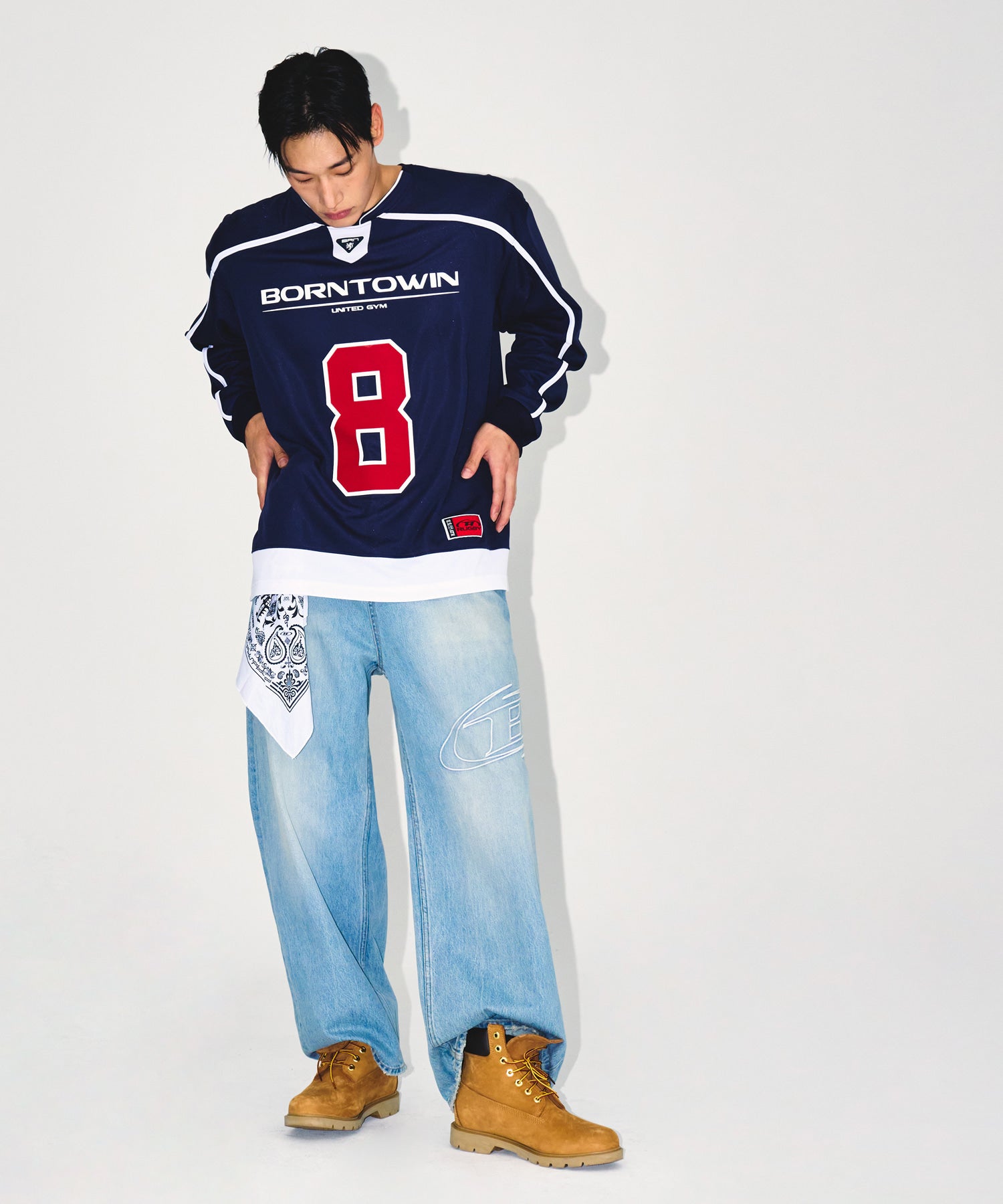 【予約販売：ご注文より1～3週間後に発送予定】LINE TAPING RUGBY LONG SLEEVE [NAVY]