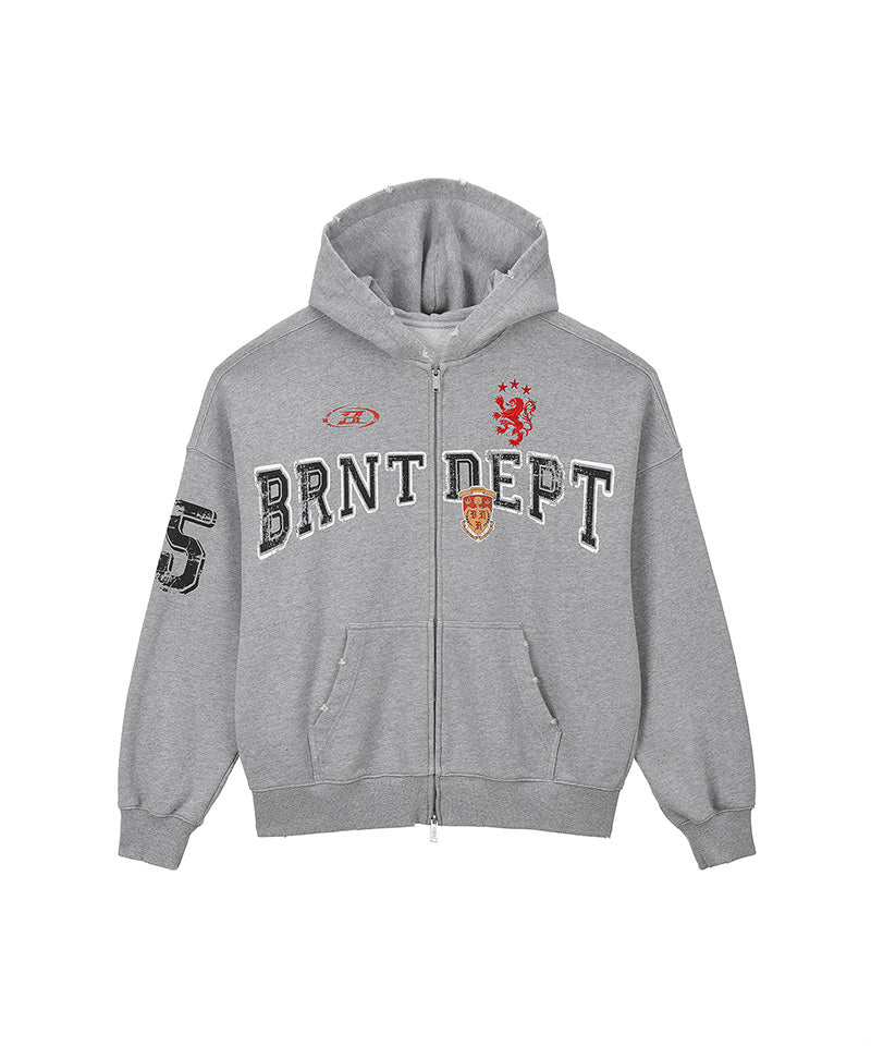【予約販売：ご注文より1～3週間後に発送予定】HERITAGE SYMBOL B HOODIE ZIP-UP [MELANGE GREY]