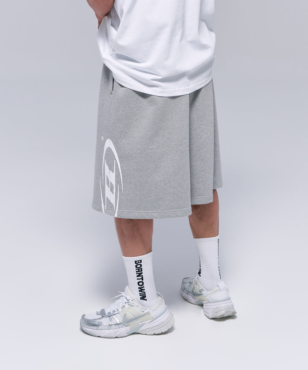 SIDE B LOGO HALF PANTS [MELANGE GREY]