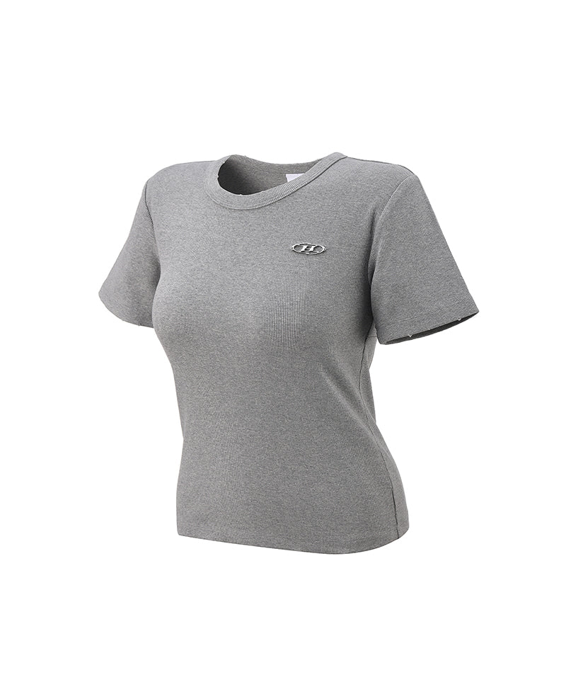 【予約販売：ご注文より1～3週間後に発送予定】W B PENDANT RIBBED T-SHIRTS [MELANGE GREY]