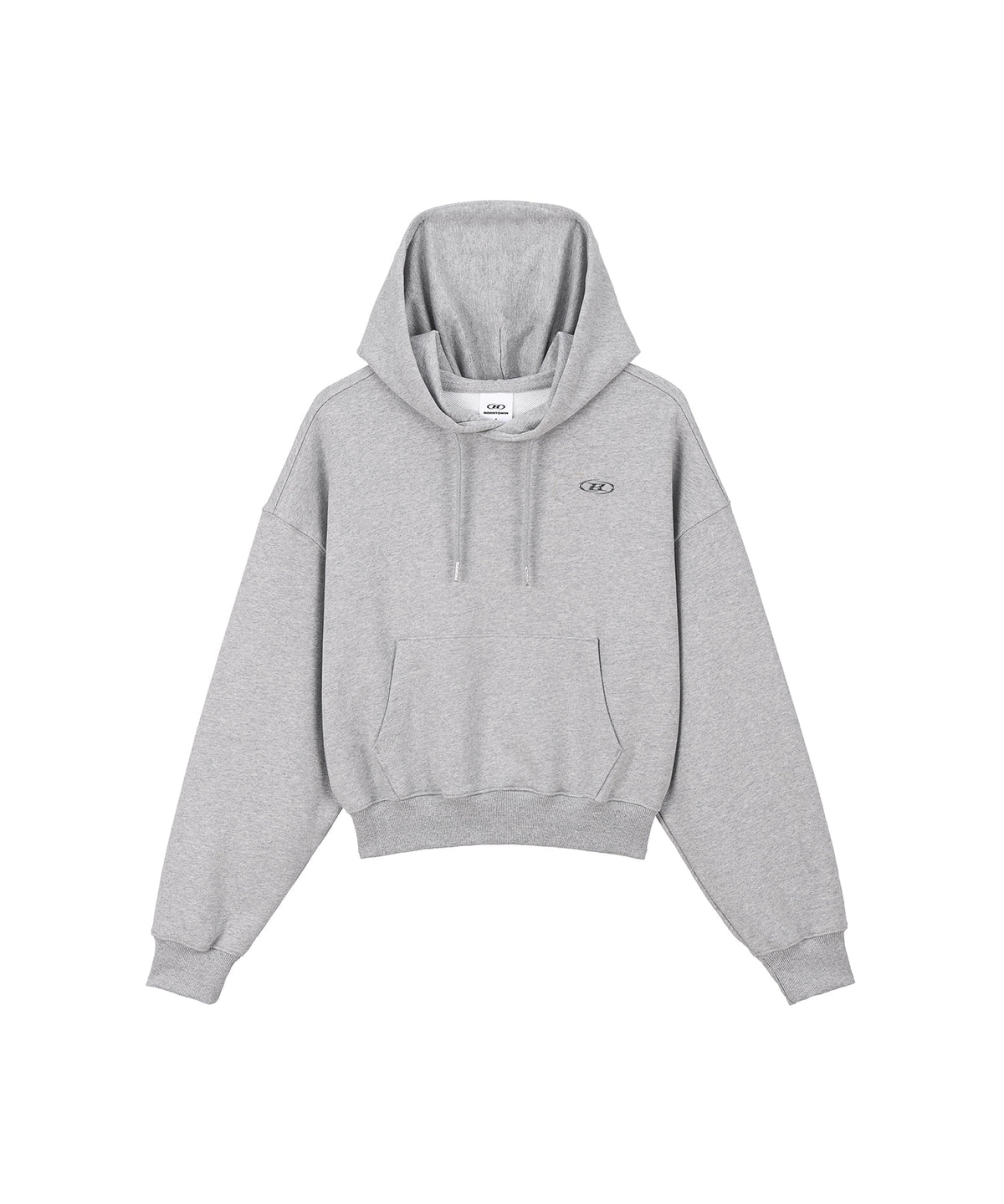 W SILVER B CROP HOODIE [MELANGE GREY]