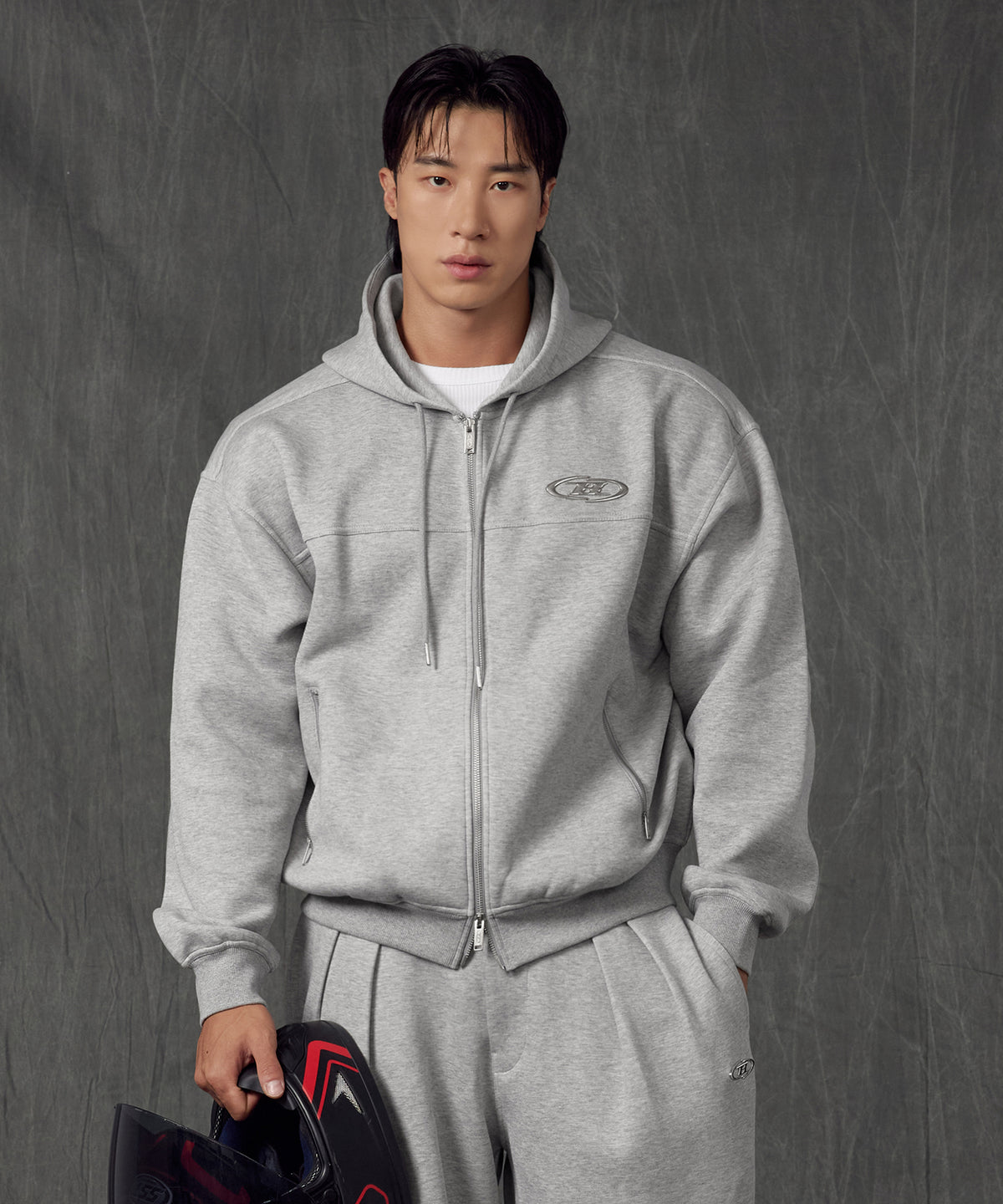 【韓国限定】CHROME B TECH FOAM HOODIE ZIP-UP [MELANGE GREY]
