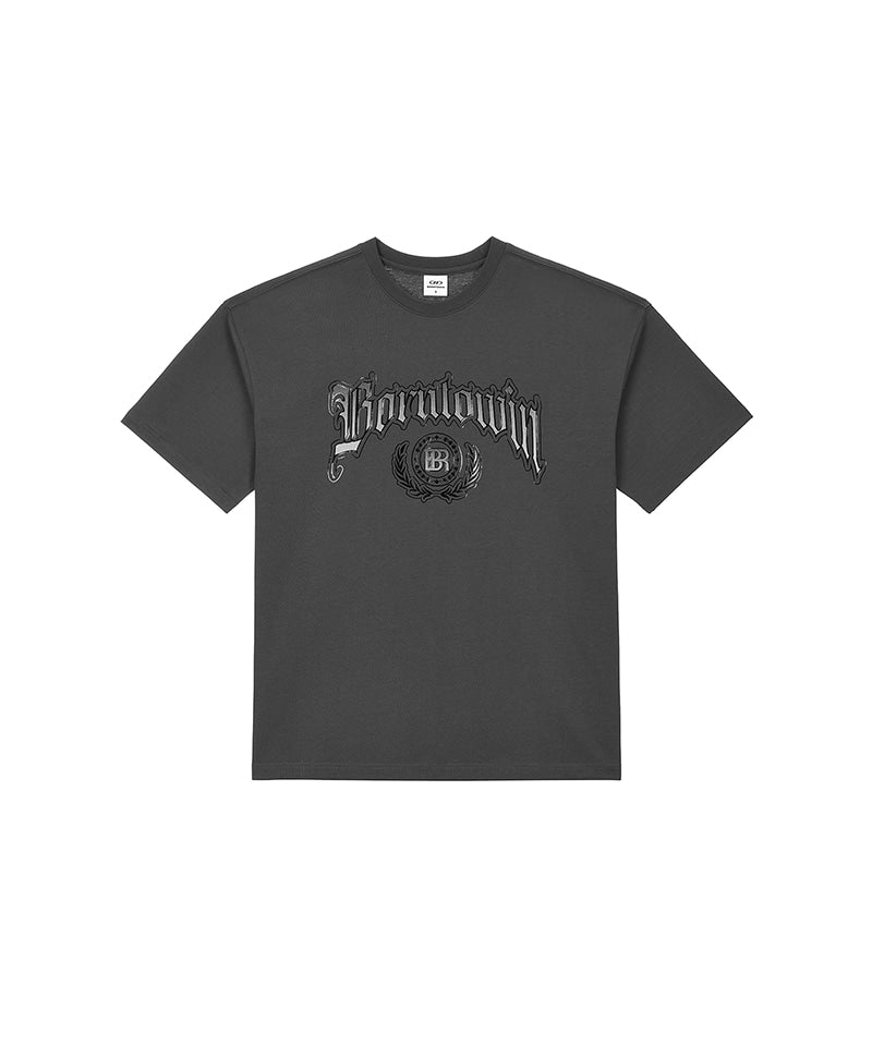 【予約販売：ご注文より1～3週間後に発送予定】EMBLEM LOGO SEMI OVER FIT T-SHIRTS [CHARCOAL]