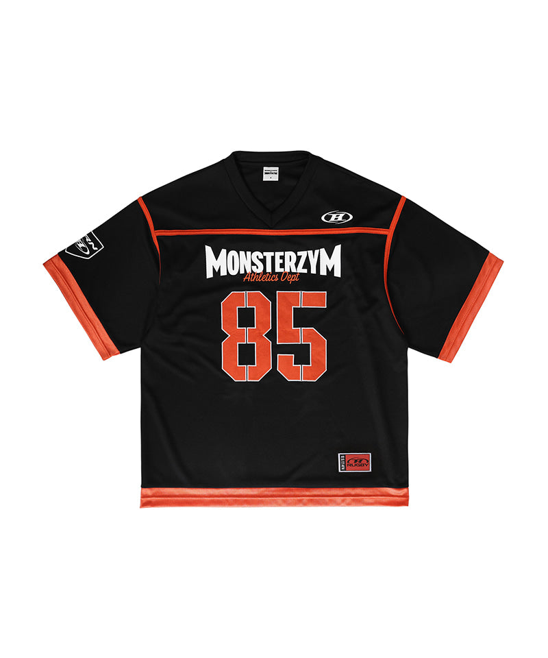 【予約販売：ご注文より1～3週間後に発送予定】MONSTERZYM 85 RUGBY JERSEY [BLACK]