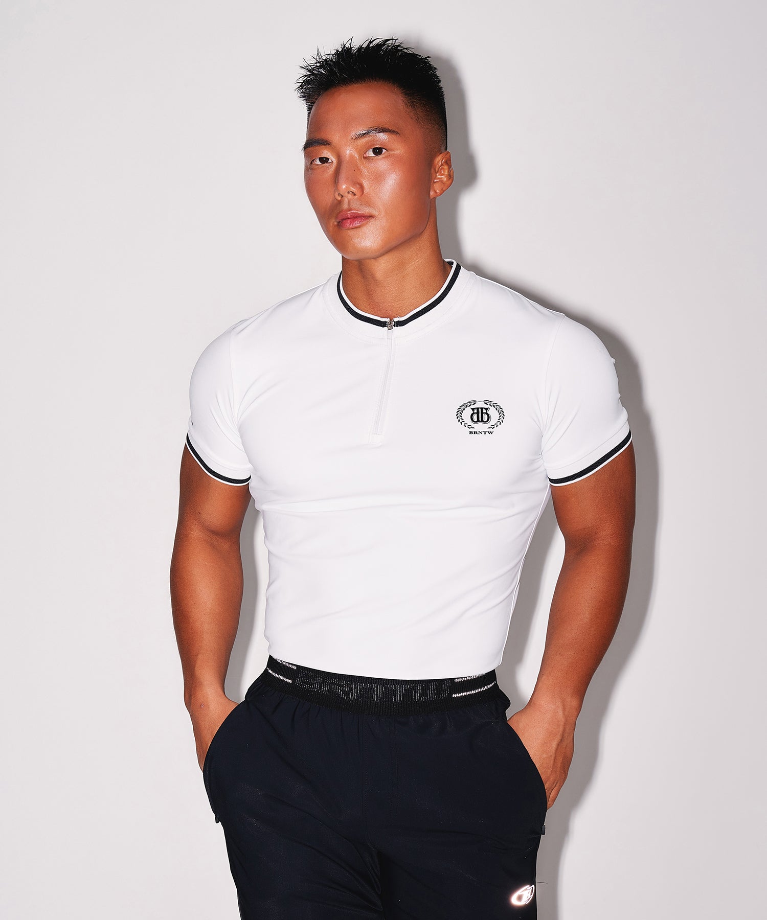 DOUBLE B EMBLEM HALF ZIP UP JERSEY [WHITE]
