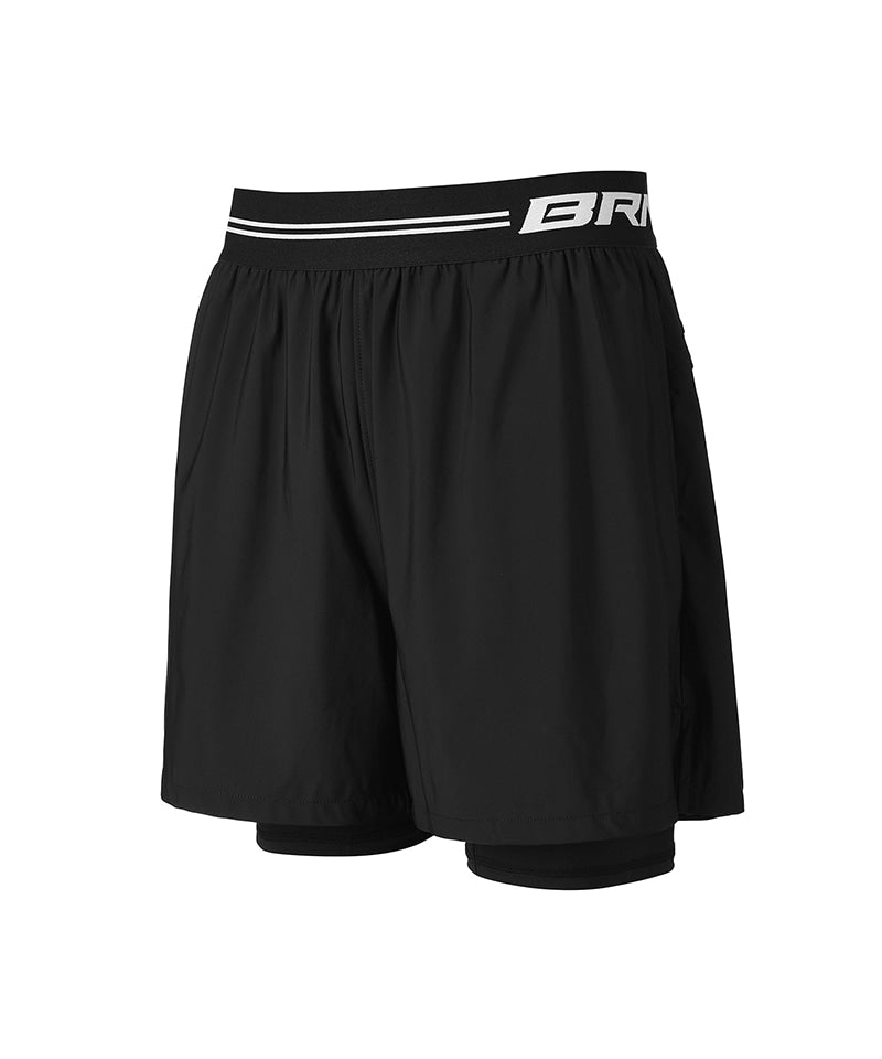 【予約販売：ご注文より1～3週間後に発送予定】BRN OUTBAND 2 IN 1 SQUAT SHORTS [BLACK]
