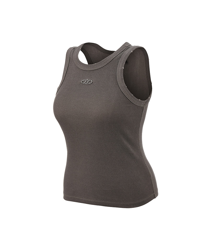 【予約販売：ご注文より1～3週間後に発送予定】W B PENDANT PIGMENT RIBBED SLEEVELESS [BROWN]