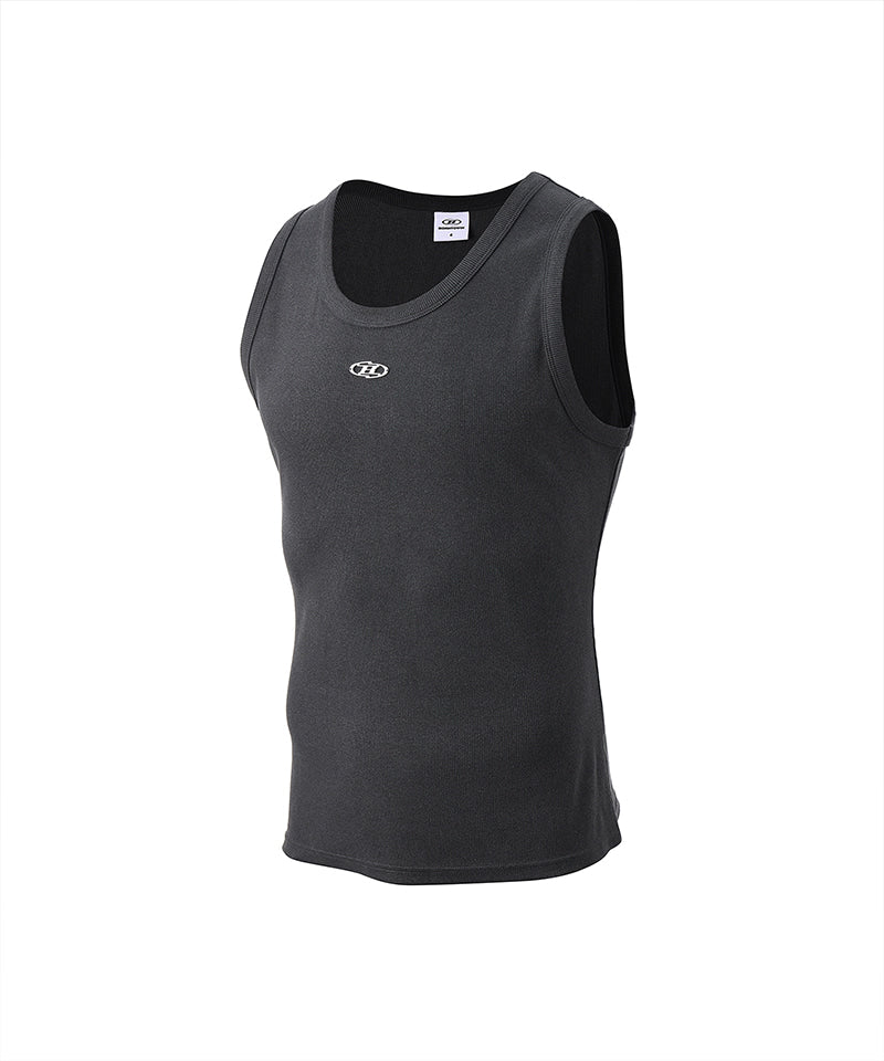 【韓国限定】B PENDANT PIGMENT RIBBED SLEEVELESS [CHARCOAL]