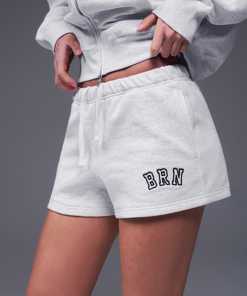 【韓国限定】W BRN SWEAT SHORTS [WHITE MELANGE]