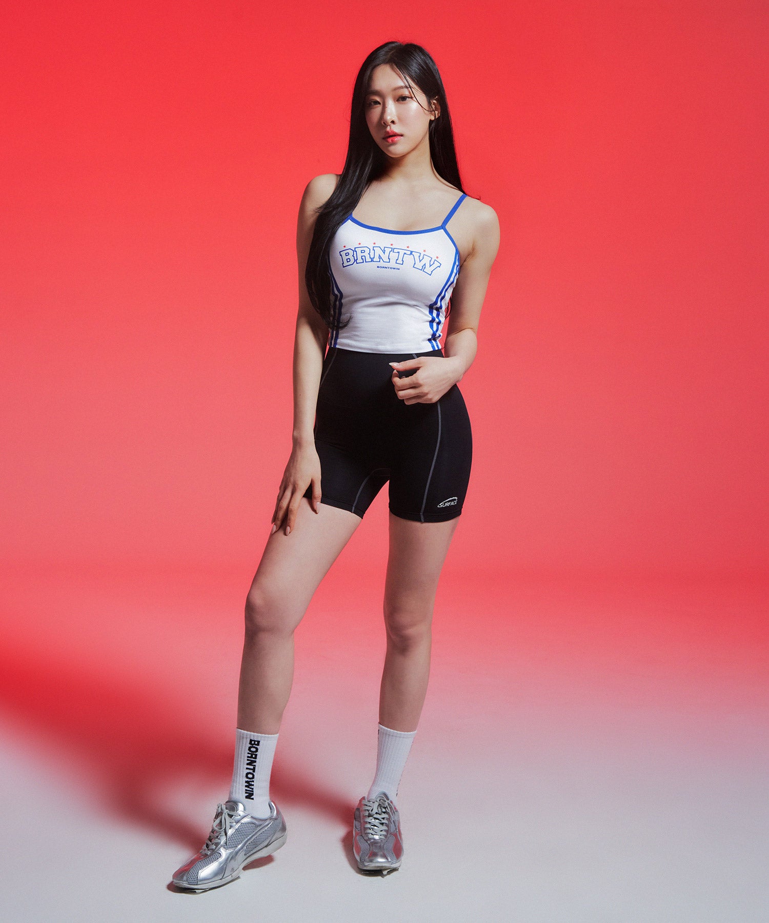 BRNTW TRACK LINE CROP SLEEVELESS [WHITE]