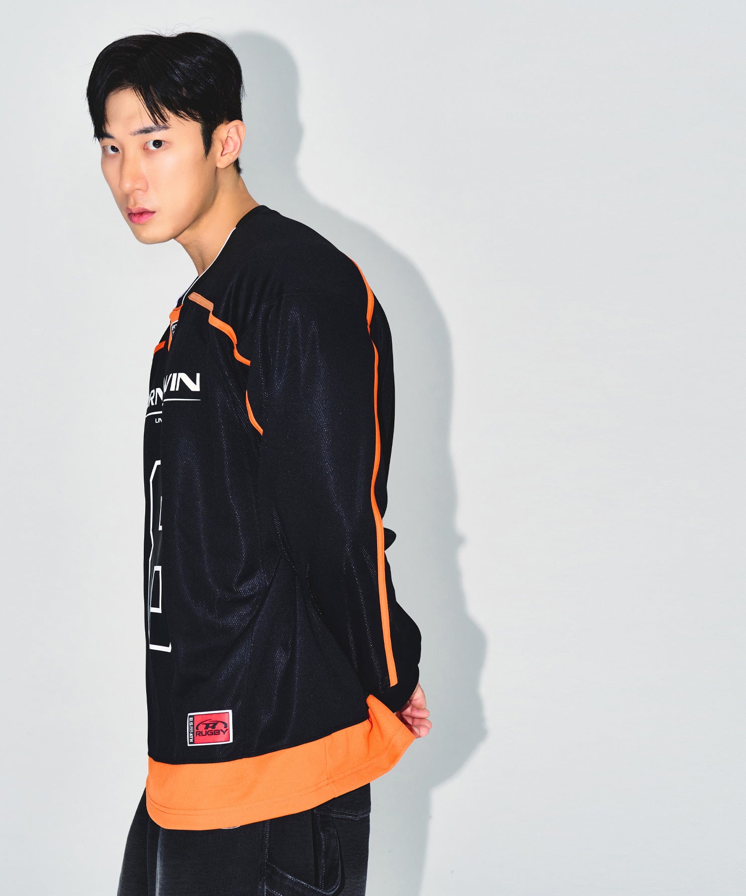 【予約販売：ご注文より1～3週間後に発送予定】LINE TAPING RUGBY LONG SLEEVE [BLACK]