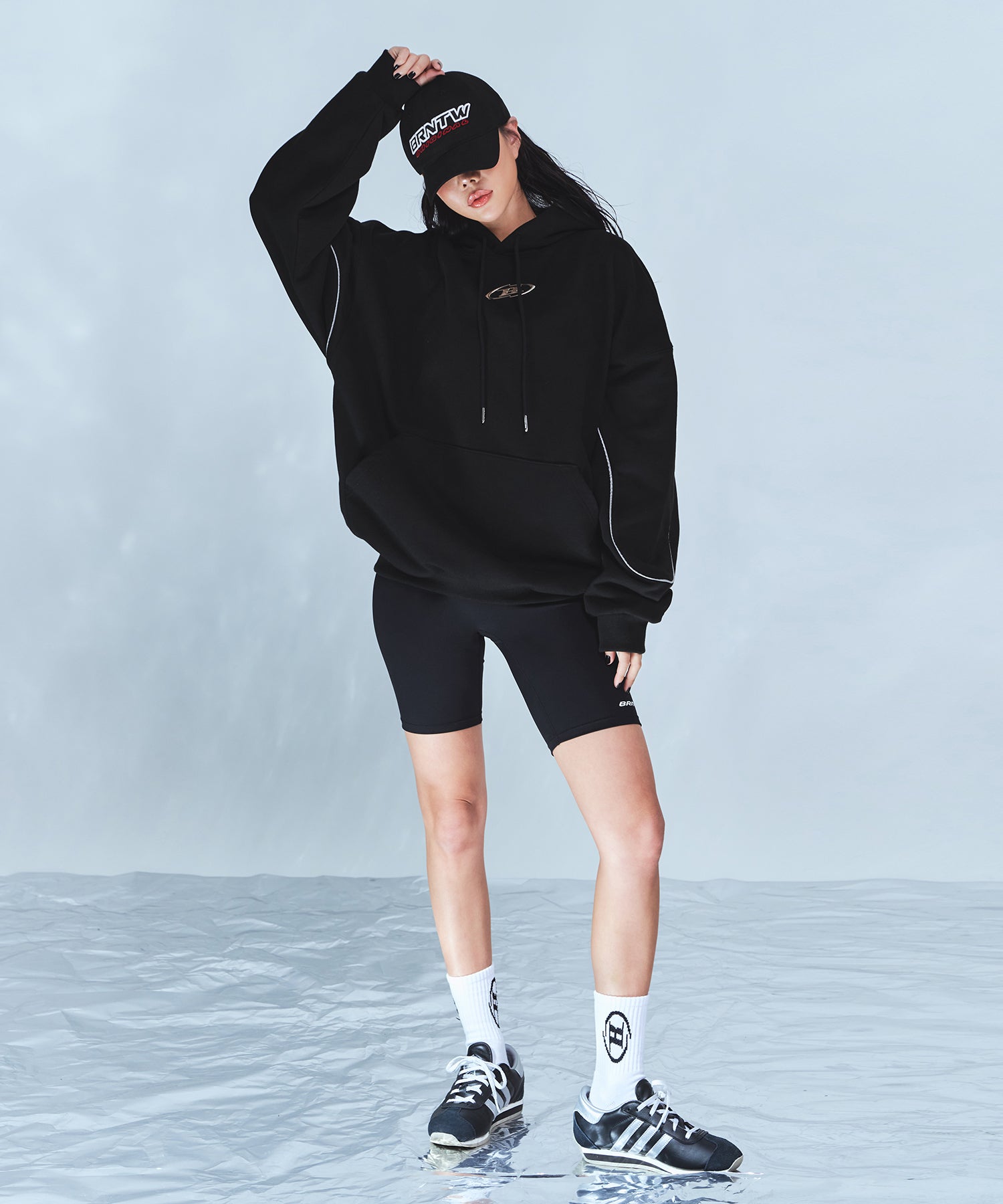 BIG CHROME REFLECTIVE LINE HOODIE [BLACK]