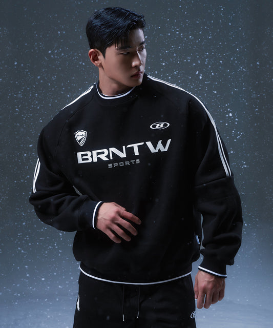 FLEECE BRNTW TRACK LINE SWEATSHIRTS [BLACK]