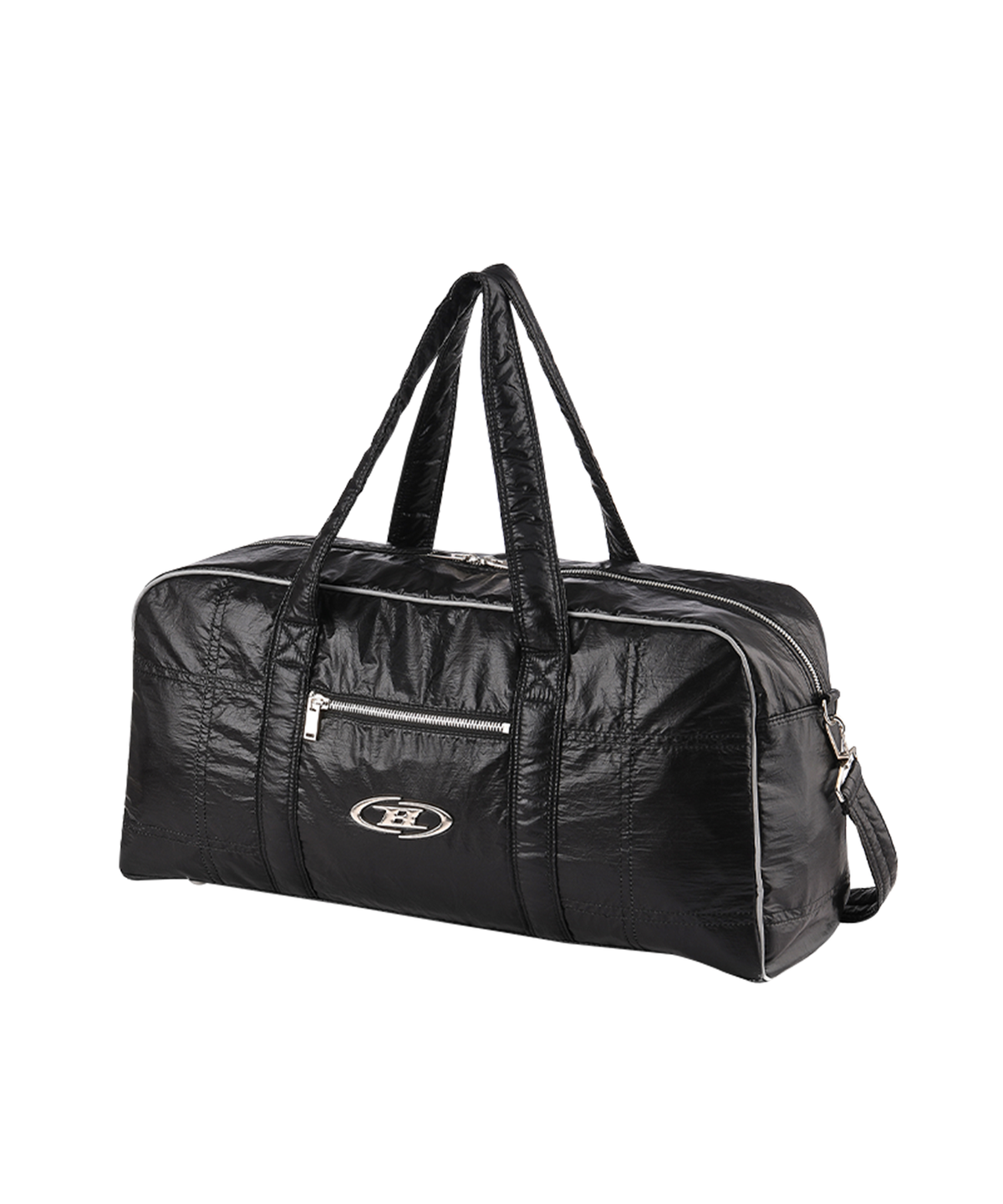【韓国限定】BIG CHROME METALLIC DUFFLE BAG [BLACK]