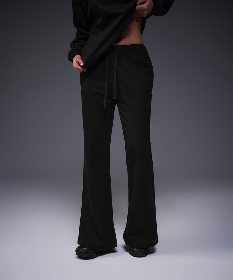 【韓国限定】W SILVER B BOOTS CUT SWEAT PANTS [BLACK]