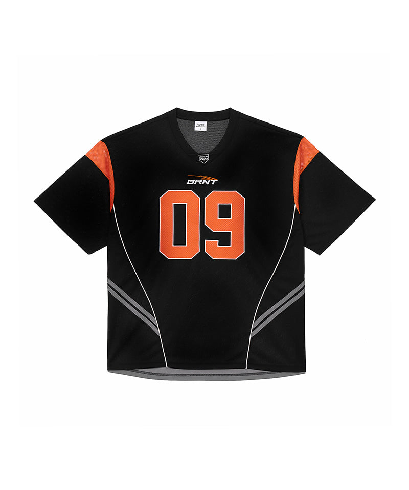 【予約販売：ご注文より1～3週間後に発送予定】09 APPLIQUE RUGBY JERSEY T-SHIRTS [BLACK]