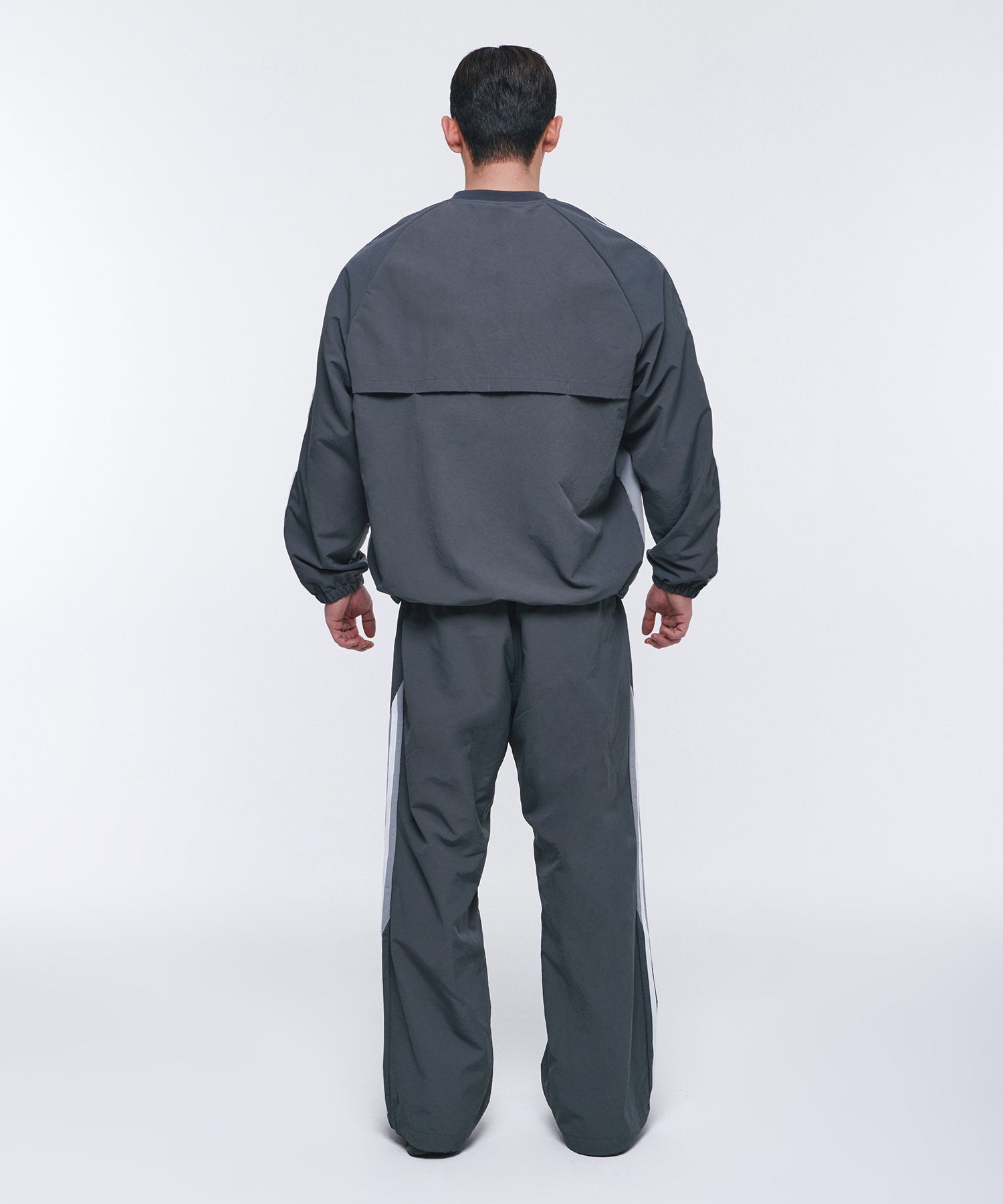 NYLON TRACK LINE WIDE PANTS [CHARCOAL]