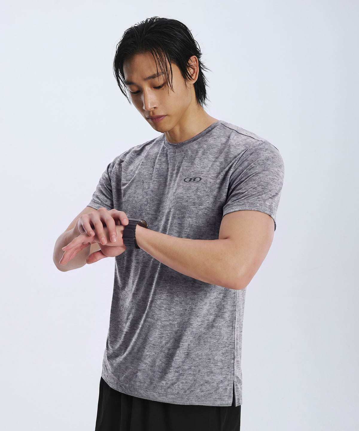 【韓国限定】SYMBOL B QUICK DRY T-SHIRTS [MELANGE GREY]