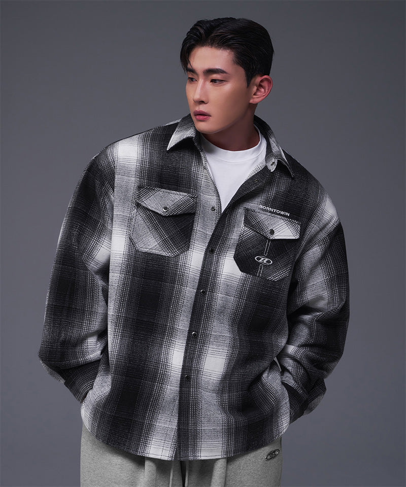 【韓国限定】85 FLANNEL CHECK SHIRTS JACKET [BLACK]