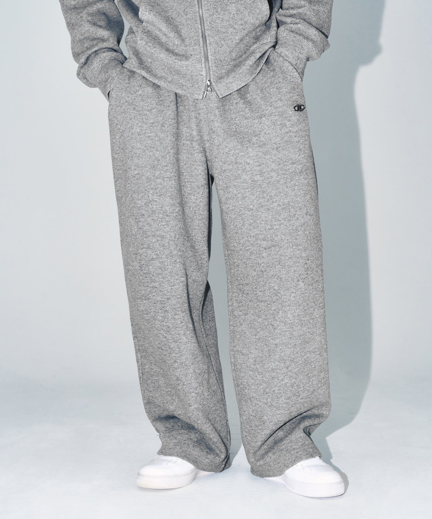 【予約販売：ご注文より1～3週間後に発送予定】KNIT LIKE WIDE PANTS [MELANGE GREY]