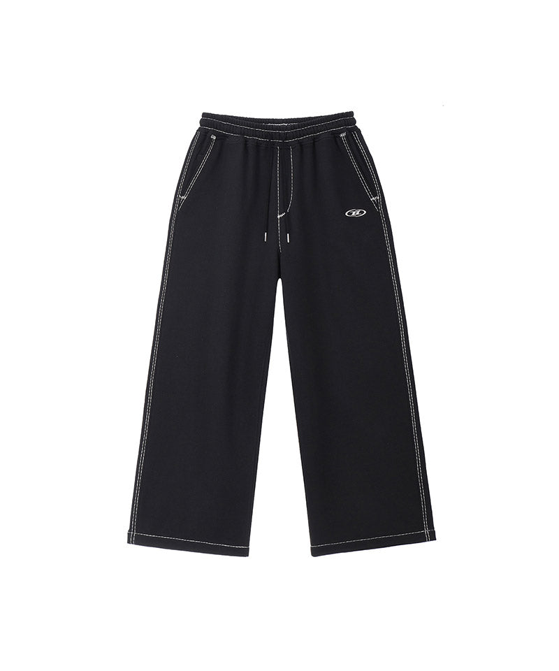 BOLD LINE SYMBOL B SEMI WIDE PANTS [WASHED BLACK]