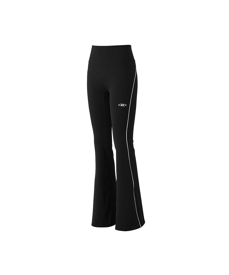 【韓国限定】W SYMBOL B PIPING BOOTS CUT LEGGINGS [BLACK]
