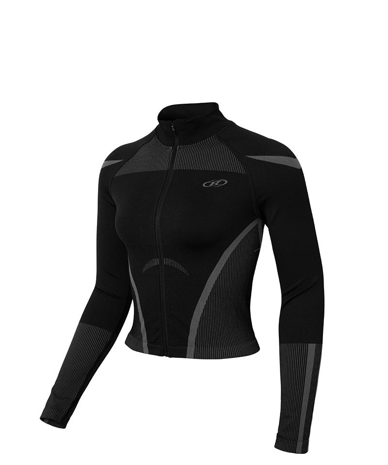 【予約販売：ご注文より1～3週間後に発送予定】W SYMBOL B ECLIPSE SEAMLESS FULL ZIP-UP JACKET [BLACK]