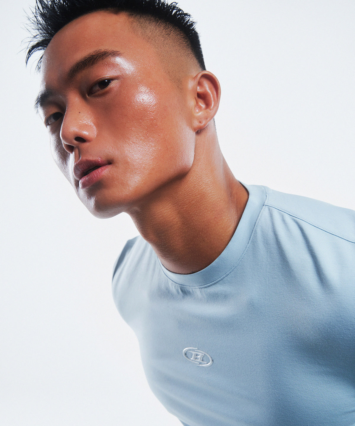 【韓国限定】SILVER B LOGO MUSCLE FIT T-SHIRTS [SKY BLUE]