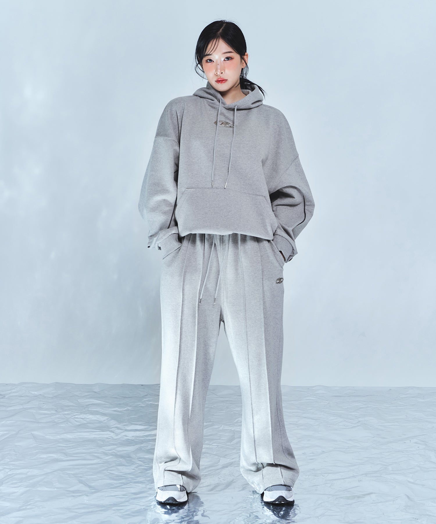 BIG CHROME REFLECTIVE LINE HOODIE [MELANGE GREY]