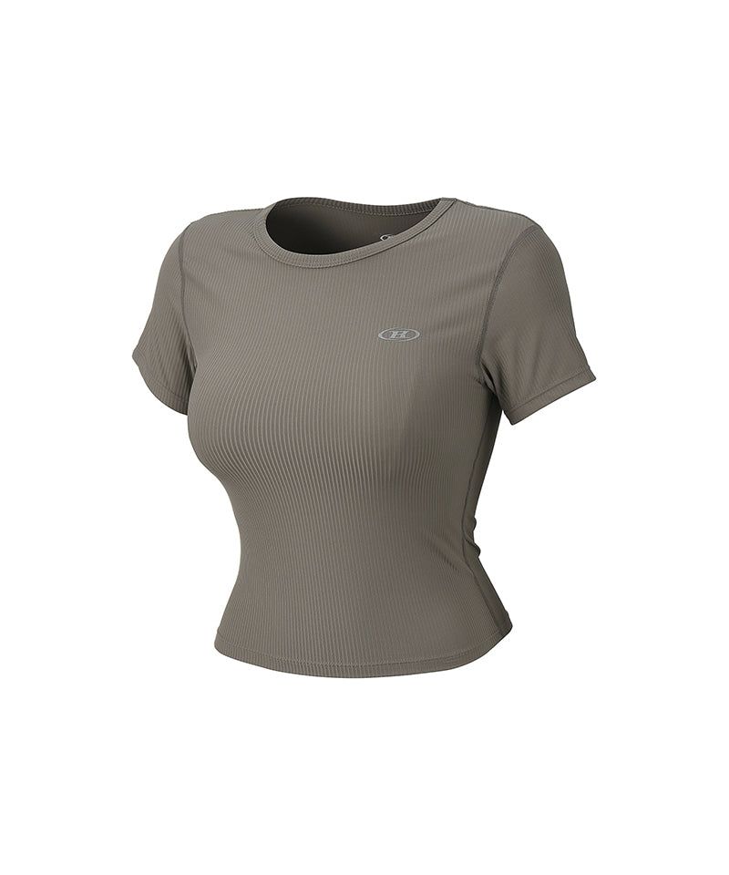 【予約販売：ご注文より1～3週間後に発送予定】W FITNESS RIBBED T-SHIRTS [BROWN]
