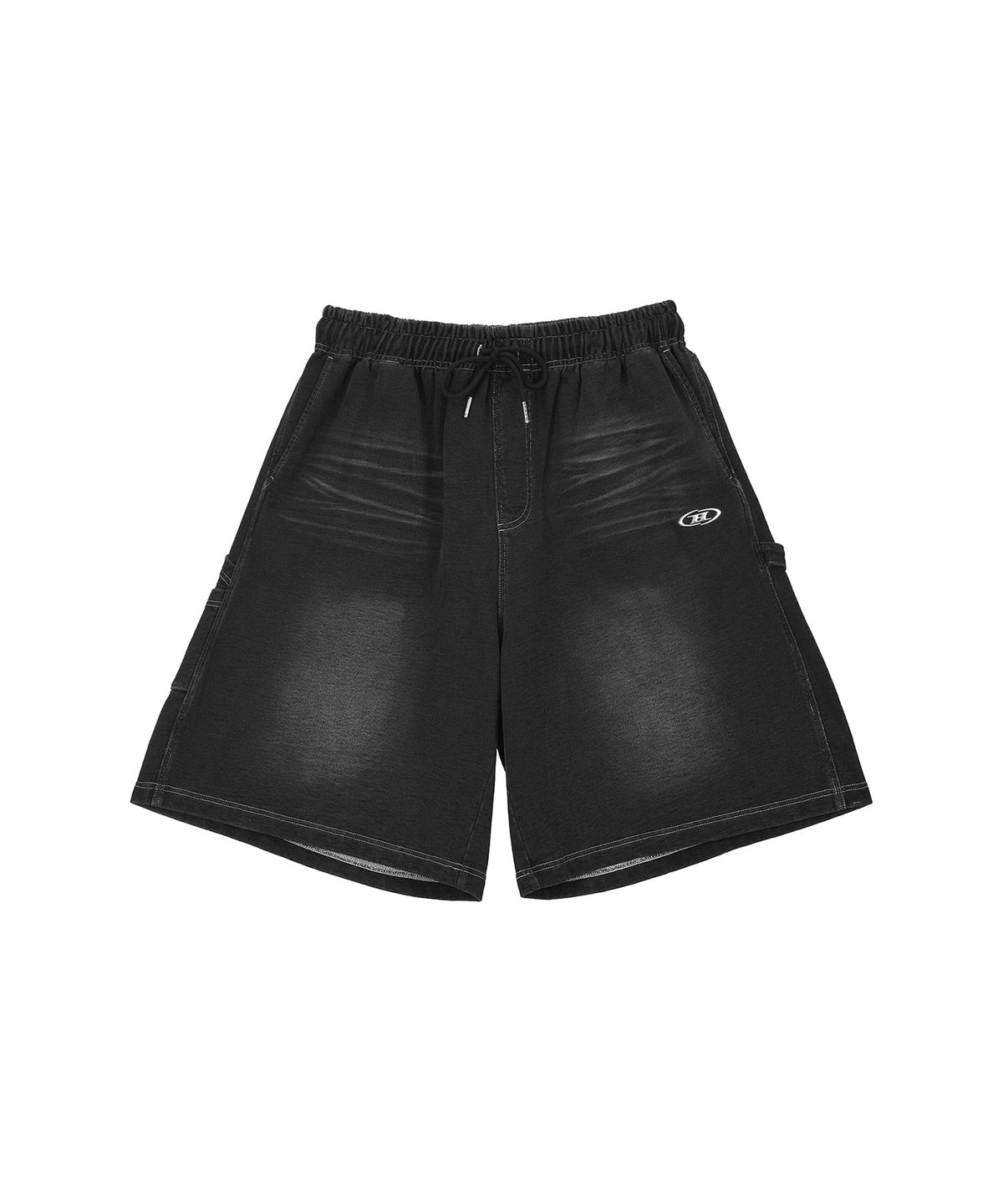 【韓国限定】DENIM LIKE CARPENTER BERMUDA PANTS [BLACK DENIM]