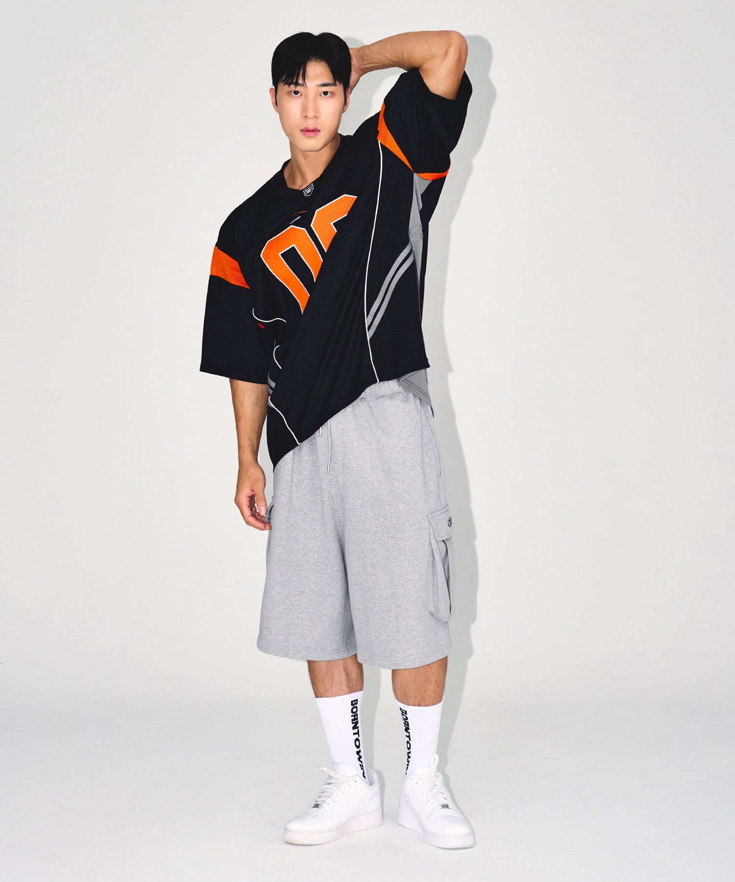 【予約販売：ご注文より1～3週間後に発送予定】09 APPLIQUE RUGBY JERSEY T-SHIRTS [BLACK]