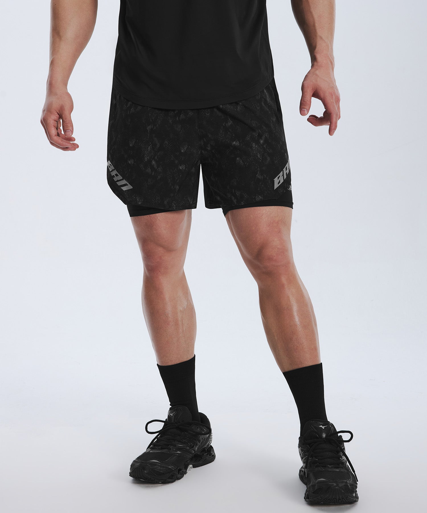 韓国限定】BRN PYTHON PATTERN 2 IN 1 SHORTS [BLACK] – BORNTOWIN