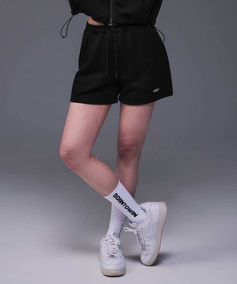 W SYMBOL B TECH SHORTS [BLACK]