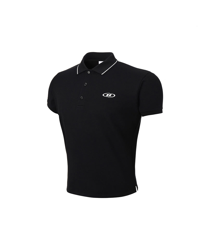 【韓国限定】MUSCLE FIT COLLAR T-SHIRTS [BLACK]