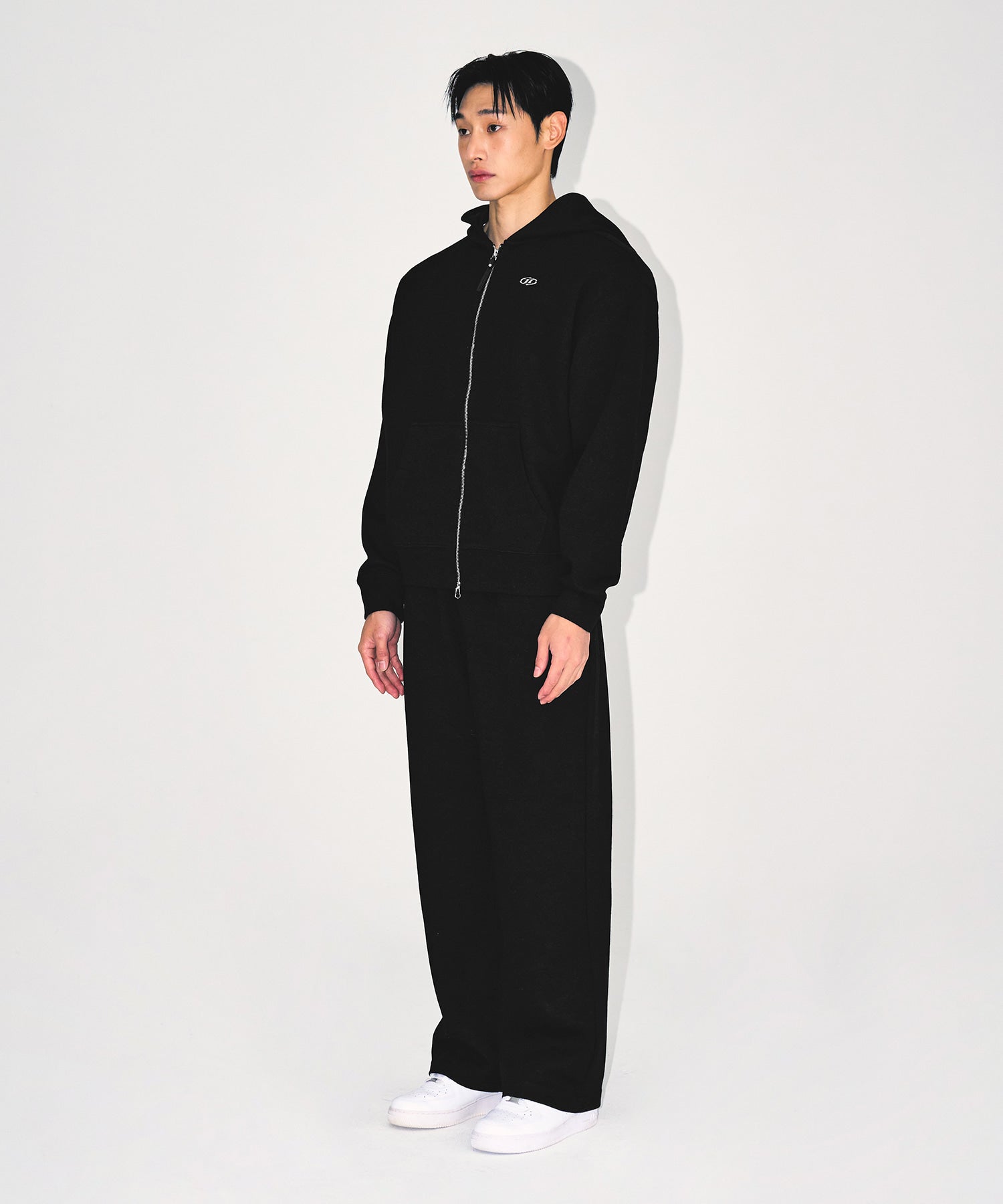 【予約販売：ご注文より1～3週間後に発送予定】KNIT LIKE HOODIE ZIP UP [BLACK]