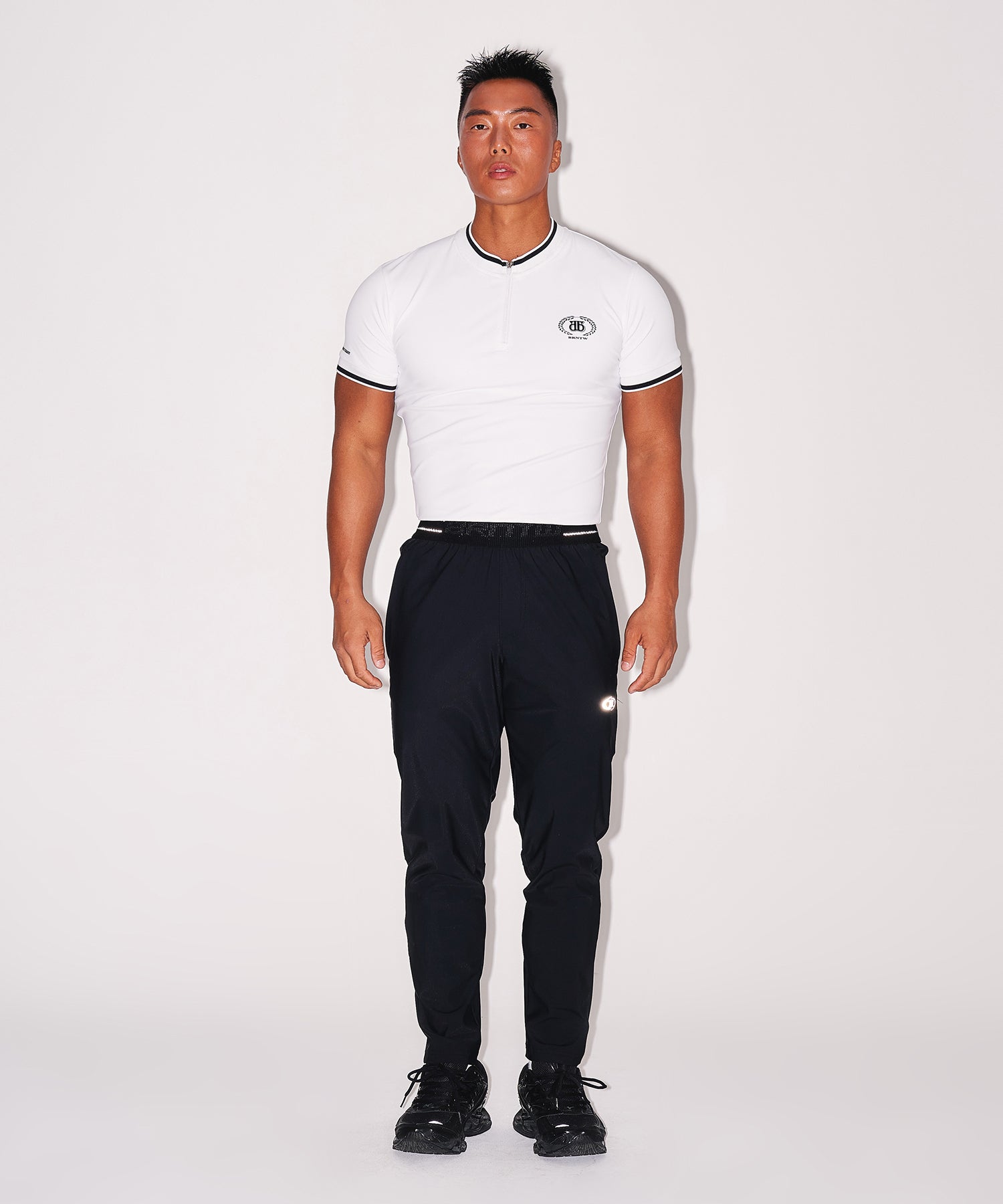 DOUBLE B EMBLEM HALF ZIP UP JERSEY [WHITE]
